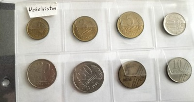 zestaw monet Uzbekistan 8 szt.
