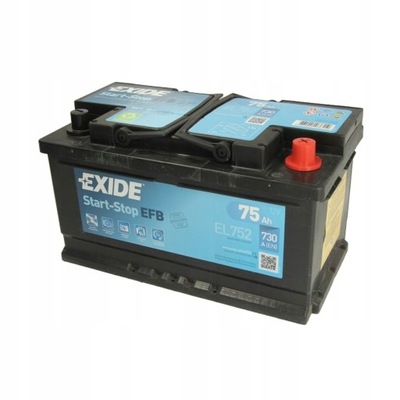 BATERÍA EXIDE START&STOP EFB 75AH 730A P+  