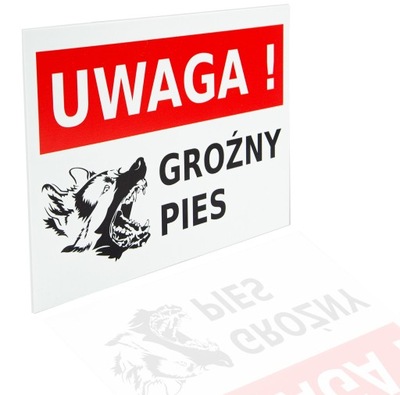 TABLICZKA UWAGA ZŁY PIES |ZNAK UWAGA GROŹNY PIES PSY OWCZAREK | 32x21 | PCV