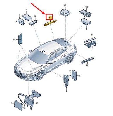 Audi e-tron gt rear lid правий upper антена підсилювач 992035225b фото №1