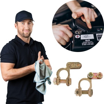 Комплект клема супортів do акумулятора mosiężne 2szt. клеми +/- набір фото №1