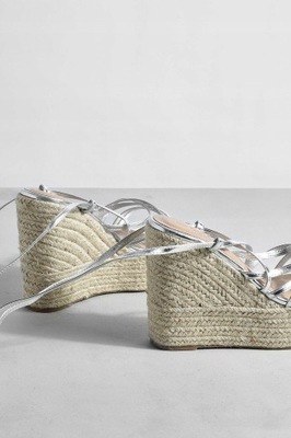 Boohoo NE7 pct srebrne SANDAŁY ESPADRYLE 38