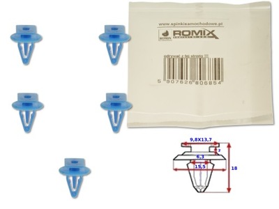 D17B54 ROMIX КЛІПСА TAPICERSKA (ILOŚĆ W УПАКОВЦІ: 5 ШТ..) ПІДХОДИТЬ DO: HON