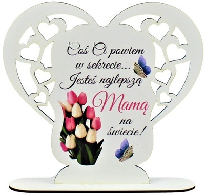 Dzień Matki Serce Ażurowe Tulipany ŻYCZENIA Dla Mamy Zawieszka Gratis