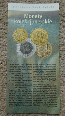 10 zł 2000, ZJAZD W GNIEZNIE-1000 lat-folder,stan I