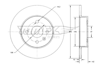 TOMEX BRAKES ДИСКИ ТОРМОЗНЫЕ ТОРМОЗНЫЕ 2 ШТУКИ. OPEL MERIVA 03-10 ЗАД