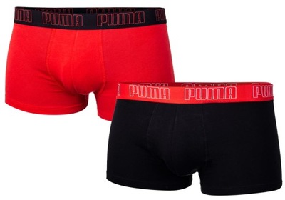 PUMA BOKSERKI MĘSKIE MAJTKI BASIC TRUNK 2P RED/BLACK r.M