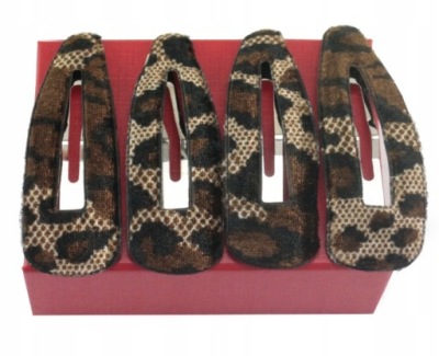 SPINKI DO WŁOSÓW PANTERKA WELUR BRĄZ 7 CM 4 SZT