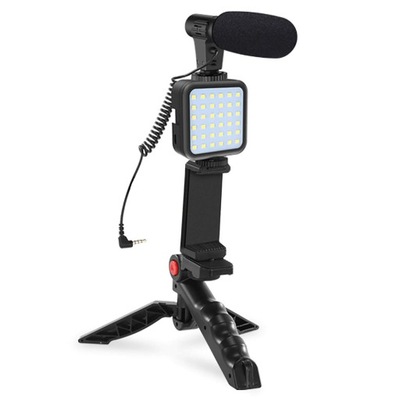 Zestaw Vlog lampa LED mikrofon uchwyt statyw pilot