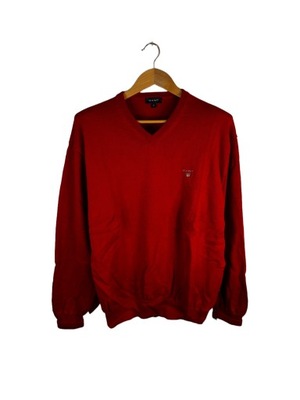 Sweter w serek gant czerwony Logo XL