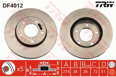 ДИСК ТОРМОЗНОЙ TRW DF4012 MAZDA XEDOS 9 MPV II