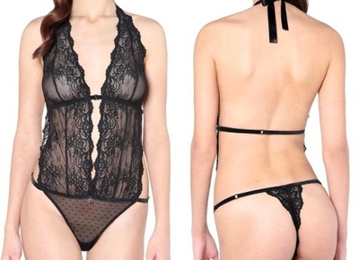 INTIMISSIMI Zjawiskowe Body Czarne KORONKA S/M