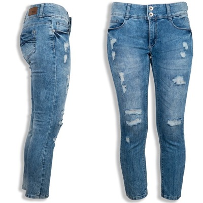 C&A Damskie Bawełniane Jeansowe Spodnie Jeansy Jeans Dziury Przetarcia L 40