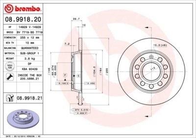 DISKU STABDŽIŲ BREMBO 08.9918.21 