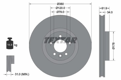 2X DISKU STABDŽIŲ LAND ROVER PRIEK. RANGE ROVER 2,0-5,0 4X4 09- 92235605 