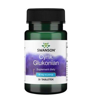 Swanson Cynk glukonian 30mg 30tab ODPORNOŚĆ WŁOSY