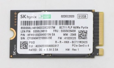 Lenovo SSD 512G M.2 2242 PCIe3x4, 5SS0V26438