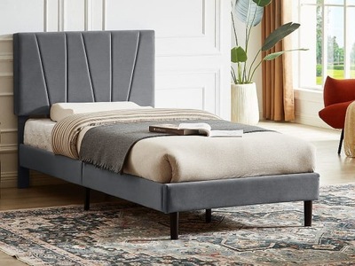 Łóżko tapicerowane z zagłówkiem pojedyncze SAVANA VELVET 90x200 szare