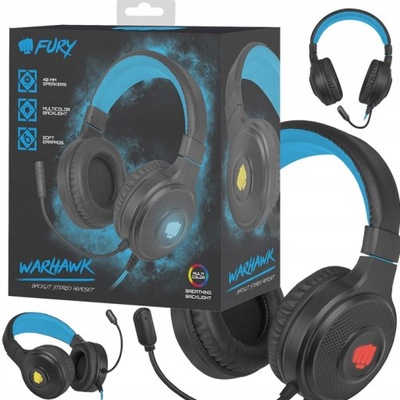 Słuchawki Warhawk RGB dla graczy czarno-niebieskie