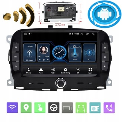 2DIN RADIO ANDROID FIAT 500 2016-2019 WIFI GPS  