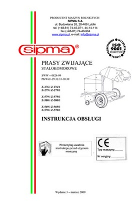 SIPMA Z-276...279...569...580 instrukcja obsługi (2009)