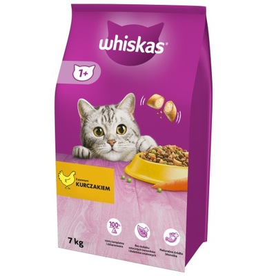 WHISKAS ADULT Z KURCZAKIEM SUCHA KARMA KOTA 7kg