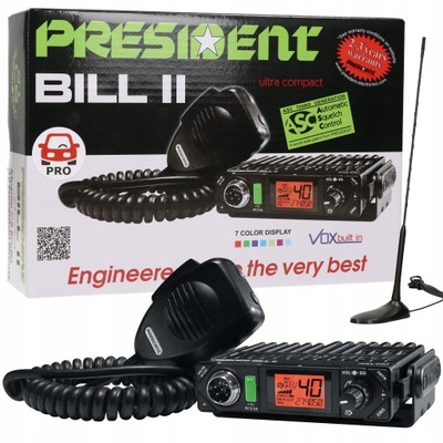 PRESIDENT BILL ASC MINI RADIO CB CON ANTENA A6P ZT8  