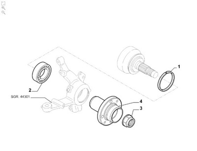 JUEGO CUBO PARTE DELANTERA + COJINETE + TORNILLOS RUEDAS FIAT DOBLO  