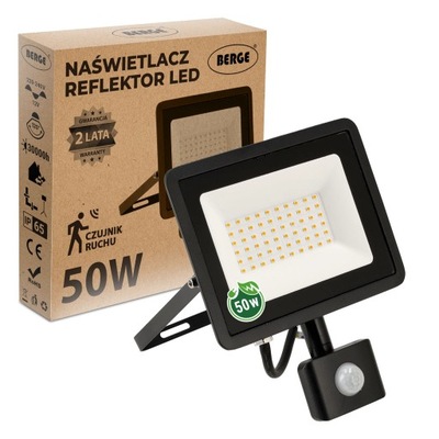 HALÓGENO DIODO LUMINOSO LED CON SENSOR MOVIMIENTO 50W = 300W PREMIUM  