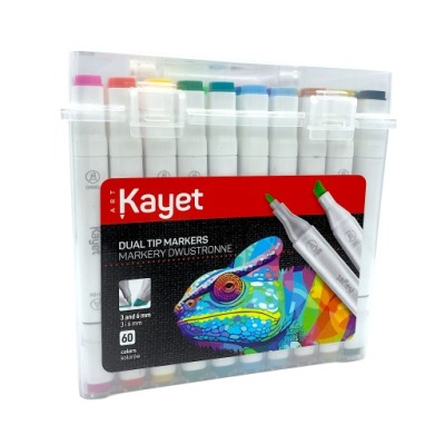 Kayet MARKERY DWUSTRONNE FLAMASTRY 60 kolorów