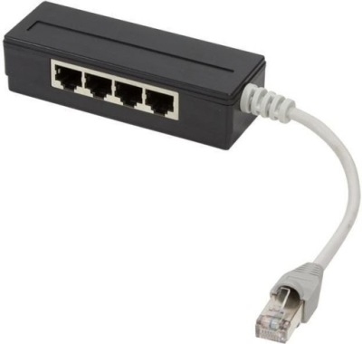4Portowy Splitter RJ45, Ekranowany, kabel 15cm