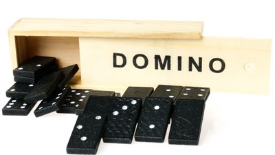 DOMINO GRA drewniane etui dla dzieci zestaw 28 el