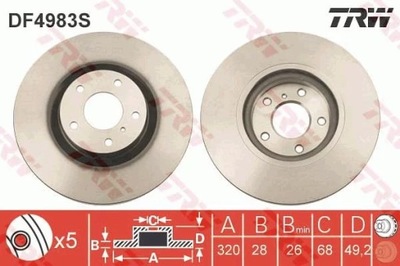 TRW DF4983S ДИСК ГАЛЬМІВНИЙ 320X28 V 5-OTW NISSAN M