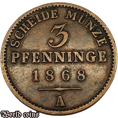 3 PFENNINGE 1868 A