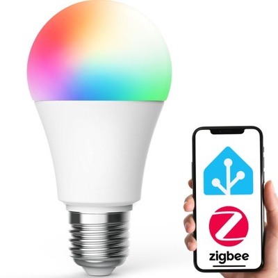 Inteligentna Żarówka LED RGB+CCT E27 Pamięć stanu ZigBee HUE HA