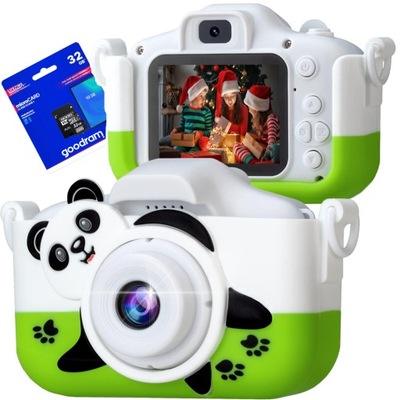 Aparat cyfrowy Save Aparat fotograficzny dla dzieci Panda 40 Mpx zielony