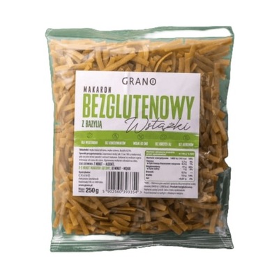 Makaron Bezglutenowy wstążki z bazylią 250g Grano