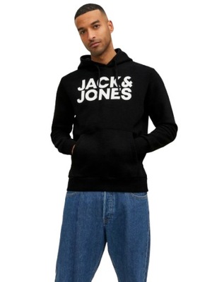 Jack and Jones czarna bluza z kapturem używana S