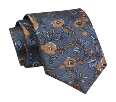 Krawat - ALTIES - Niebieski z Motywem Kwiatów