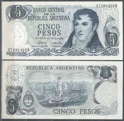 Argentyna - P-294 - 5 pesos - 1975 r - seria 57..B