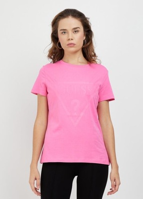 T-shirt damski okrągły dekolt Guess różowy rozmiar L
