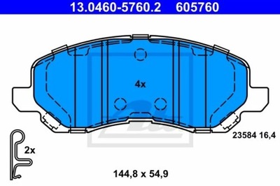 ATE 13.0460-5760.2 КОМПЛЕКТ КОЛОДОК ТОРМОЗНЫХ, ТОРМОЗА TARCZOWE