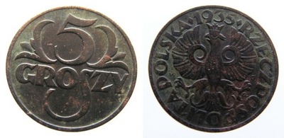 6557. POLSKA, 5 GROSZY, 1935, ST.3