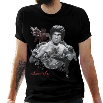 Koszulka czarna męska z nadrukiem "BRUCE LEE" XXL