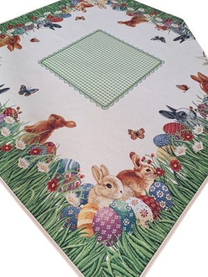 OBRUS GOBELINOWY WIELKANOCNY ZIELONY 100x100 cm