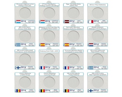 Komplet 31 holderów na monety 2 euro 2014 + opisy