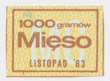 7342. PRL Kartka żywnościowa 1983 Listopad Mięso 1000g