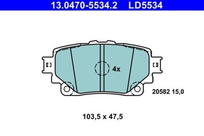 PADS HAM. TOYOTA T. RAV 4 20-25 19- CERAMIC ATE 13.0470-5534.2  