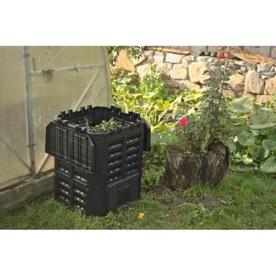 Plastikowy kompostownik ogrodowy, czarny, 300 l