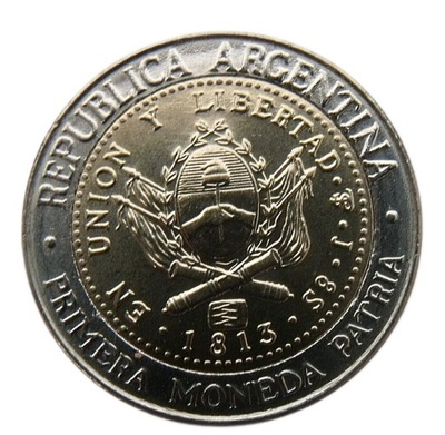 ARGENTYNA 1 PESO 2013 - 200 LAT MONETY BIMETAL UNC